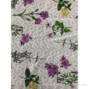 Branchlets And Digital Printing Cotton Embroider Fabric